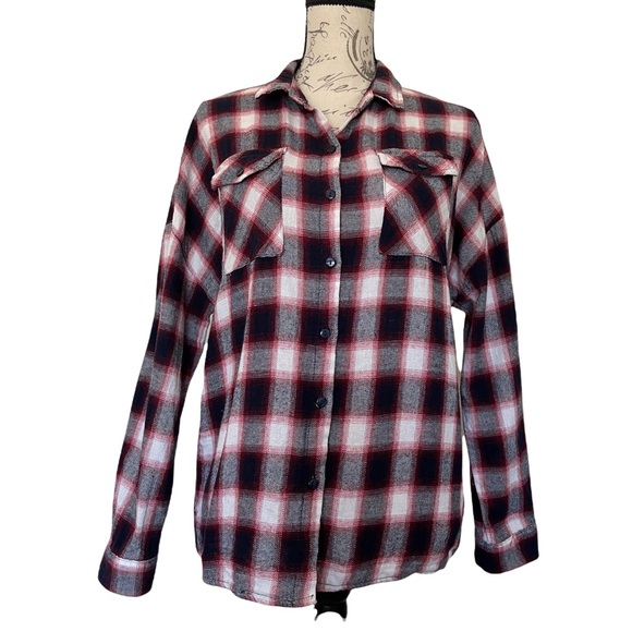 Passport Button Down Sherpa Lined Plaid Shirt Size Large - Picture 9 of 9